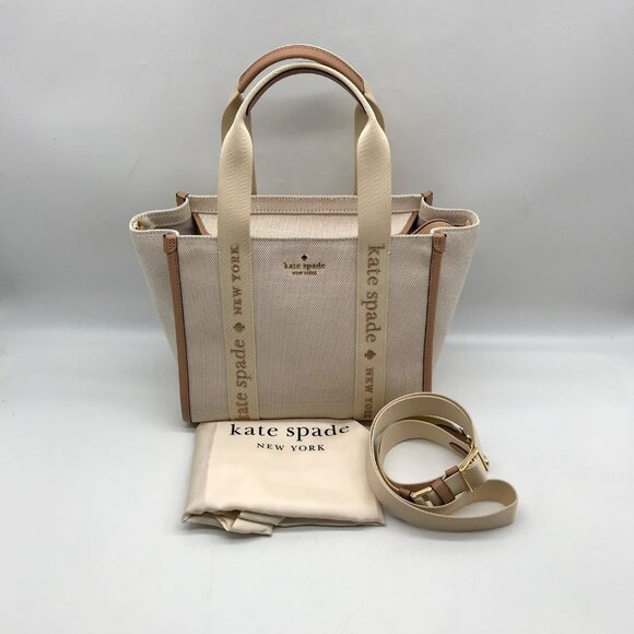 Kate Spade Beige Canvas Kip Convertible Tote Bag - Picture 11 of 11